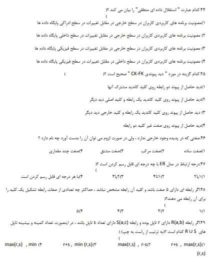 سوالات استخدامی پایگاه داده2 نمونه سوالات استخدامی پایگاه داده